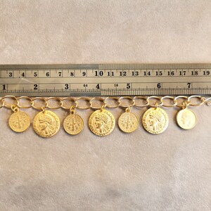 Antique Gold Coins Bracelet, Gold Charm Bracelet, Vintage Fashion Statement Jewelry, Anniversary gift for her, Mothers Day gift for Mom image 6