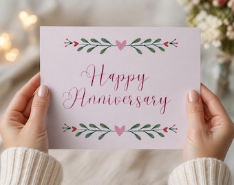 Printable Happy Anniversary Card, Instant Download Greeting (PDF/JPEG)