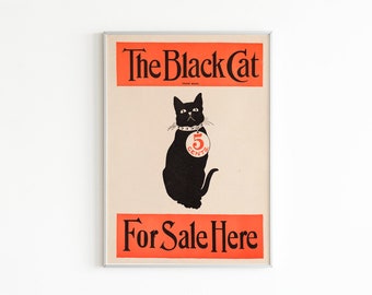 Vintage Print The Black Cat Old Magazine Cover Poster Printable Kids Room Wall Decor Eclectic Gallery Wall Print