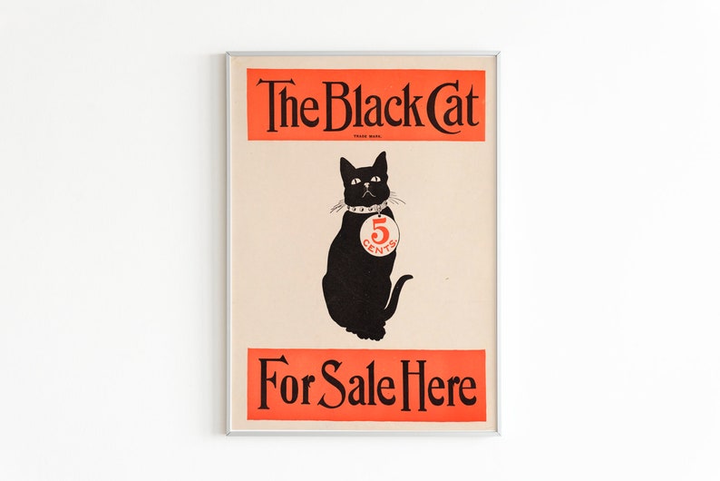 Vintage Print The Black Cat Old Magazine Cover Poster Printable Kids Room Wall Decor Eclectic Gallery Wall Print image 1