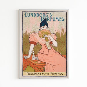 Vintage French Beauty Advertising Print, Perfume Advertisement Poster, Antique Powder Room Wall Art