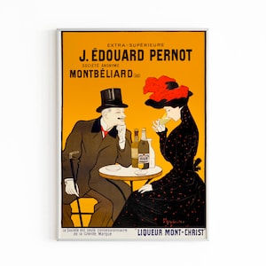 Cartel publicitario vintage de 1900, impresión mural retro art déco, póster imprimible de licor francés Pernot, impresiones murales para galería de carritos de bar