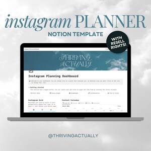 instagram PLANNER DASHBOARD | notion template with resell rights, private label rights plr, social media planner, content planner