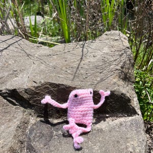 Mini Crochet Frog – Handmade 4.5” Amigurumi Toy – Backpack Charm, Keychain, Cute Gift