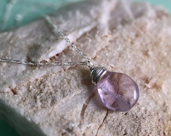 Smooth Lavender Amethyst Sterling Silver Necklace