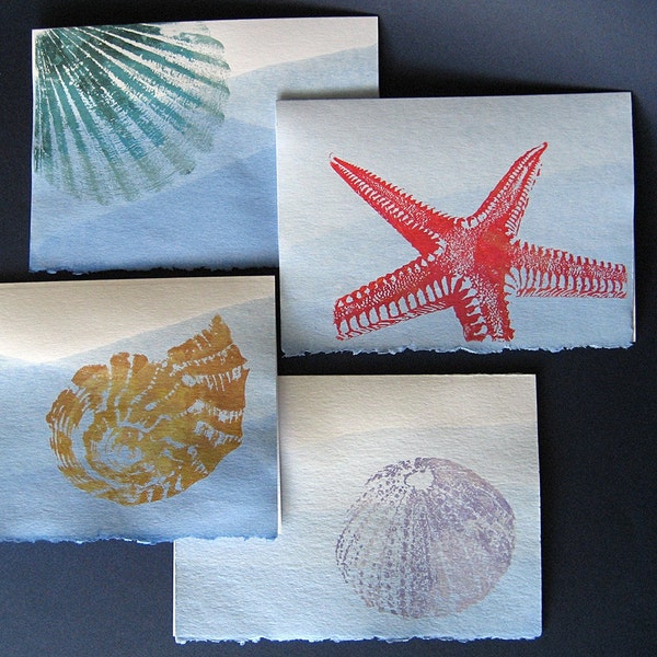 Hand-Dyed Seashore Gocco Notecards, set of 8