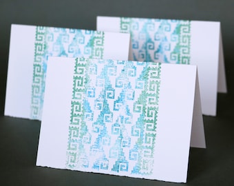 Mitla Wave Double-Sided Notecards, set of 4, gocco printed