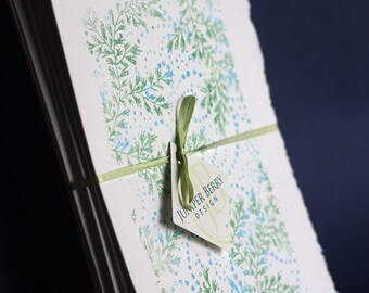 Spring Rain Notecards, set of 4, gocco printed