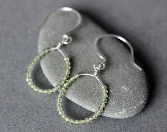 Petite Peridot Sterling Silver Hoop Earrings