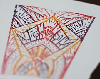 Deco Glass Notecards, set of 4, gocco printed