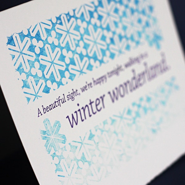 Winter Wonderland Notecards, set of four, gocco printed