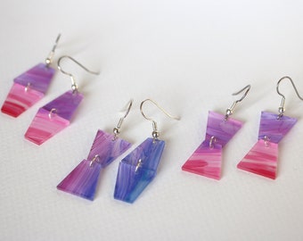 Stacked Isosceles Watercolor Acrylic Earrings