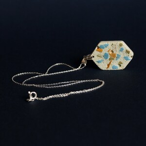 Terrazzo Octagon Concrete Sterling Silver Pendant Necklace