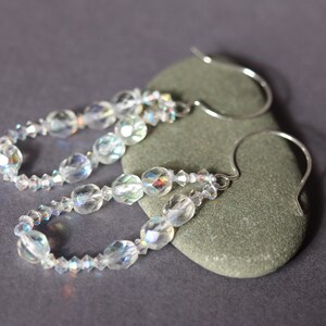 Lightweight Clear Crystal Sparkle Drop Sterling Silver Earrings