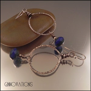Ginnovations lampwork, Back the Blue Czech glass beaded earrings image 1
