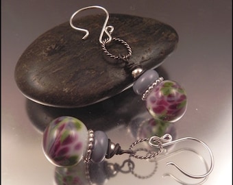 Ginnovations lampwork, Wishgarden lampwork and sterling earrings