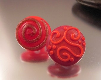 Ginnovations lampwork, Sunset Glow Glass Shank Button Pair