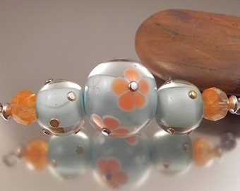 Ginnovations lampwork, Tangerine Dream bead set (3 beads)