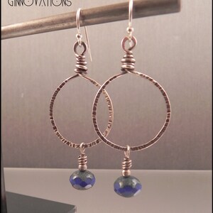 Ginnovations lampwork, Back the Blue Czech glass beaded earrings image 2