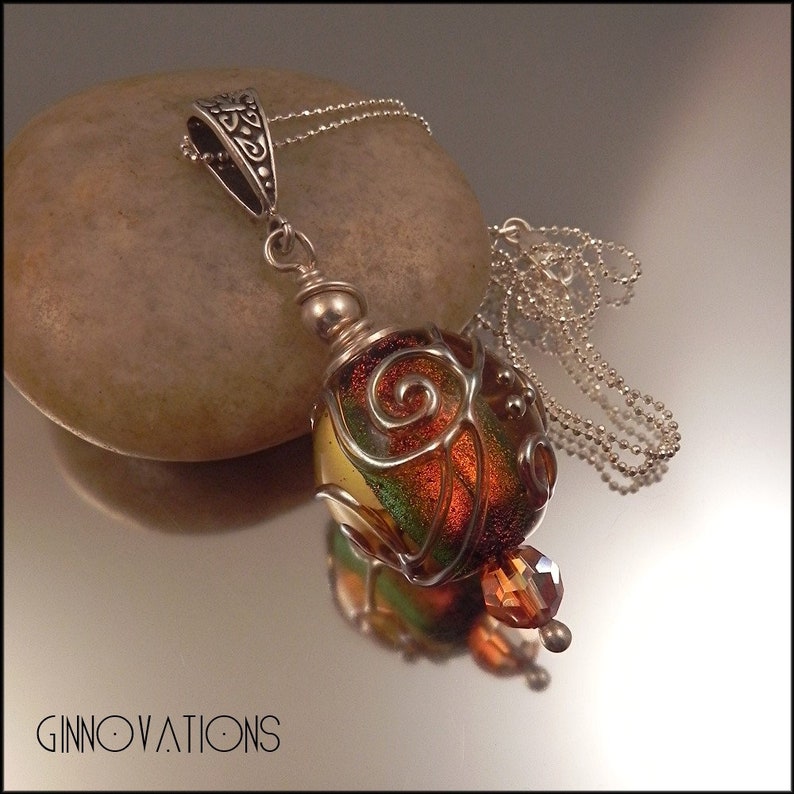 Ginnovations lampwork, Dazzling Dichroic pendant, optional sterling chain image 2