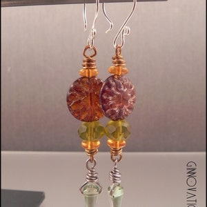Ginnovations lampwork, Fall Harvest glass beaded earrings image 2
