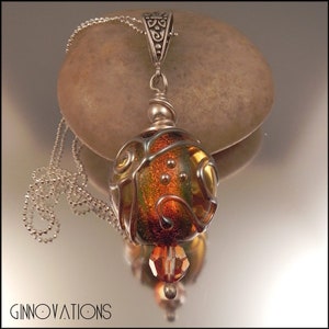 Ginnovations lampwork, Dazzling Dichroic pendant, optional sterling chain image 1