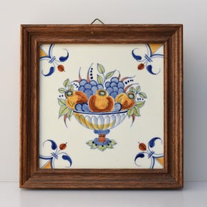 Handbemalte holländische Fliese polychrome Delfts Blue handgefertigte Fliese aus den 1990er Jahren