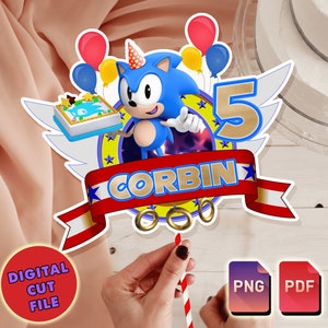 Personalized Sonic Birthday Cake Topper (Digital Download)