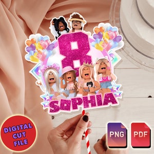 Roblox Cake Topper für Mädchen: Personalisiertes Gamer-Motiv (Digitaler Download)