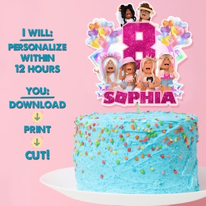 Personalisierte Roblox Cake Topper für Mädchen Geburtstag (Digitaler Download)