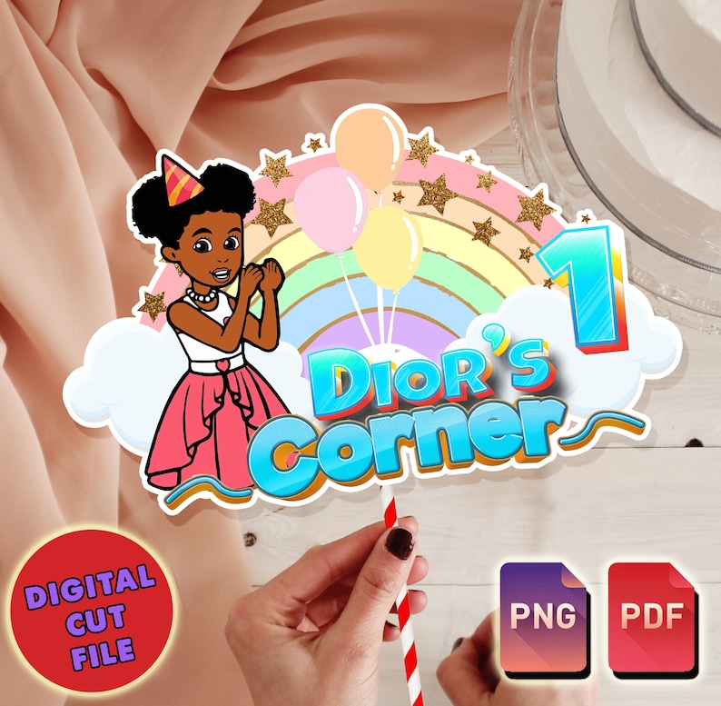 Gracie's Corner Rainbow Printable Cake Topper, Gracie Digital Cake ...