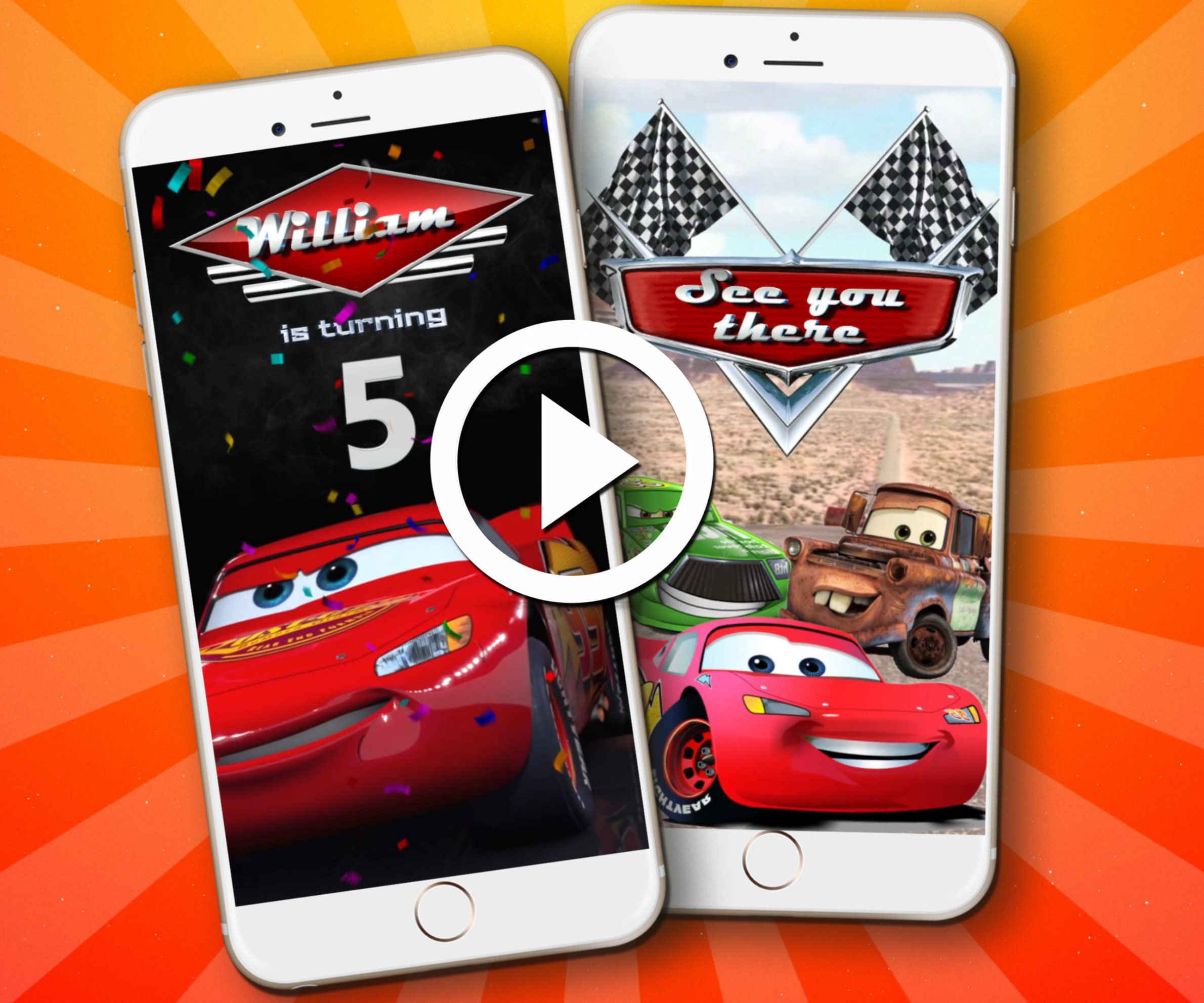 Cars invitation birthday video, Lightning Mcqueen birthday invitation, Cars video invite