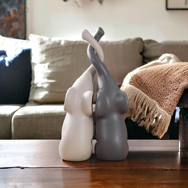 Décoration d'intérieur pour couple d'éléphants, Ornements en céramique, Statues d'ornements d'éléphants, Cadeau fête des Mères, Cadeau d'anniversaire