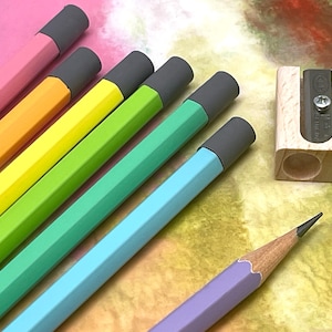 Graphite Pencils - Camel HB Writing Set #2 Pencils with Pencil Sharpener - Pastel Colors Multi-Pack