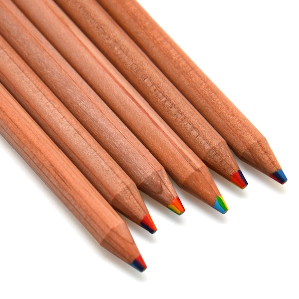 Rainbow Pencils: Round Shape Natural Cedar Wood Pencils 7 colors in 1 for Writing, Drawing & Coloring