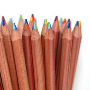 Rainbow Pencils: Triangular Shape Colored Pencil Natural Cedar, 7 colors in 1 for Writing, Drawing & Coloring