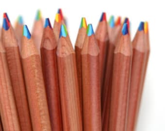 Rainbow Pencils: Triangular Shape Colored Pencil Natural Cedar, 7 colors in 1 for Writing, Drawing & Coloring