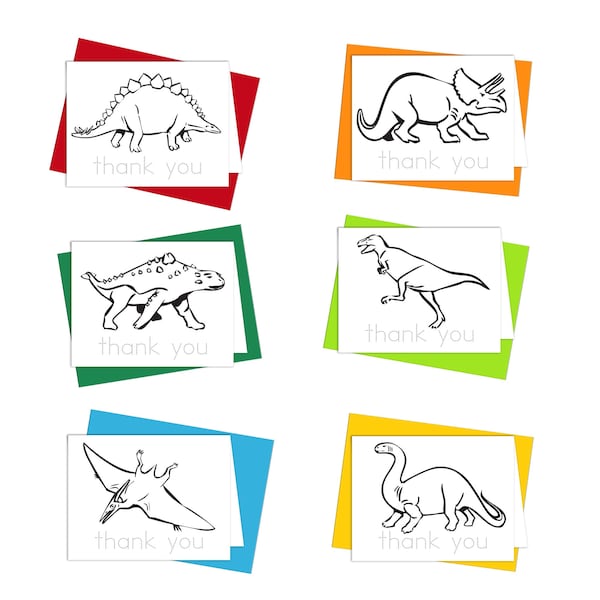 Printable Dinosaur Coloring Thank You Card Etsy