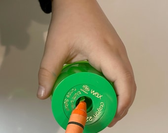 Wax Crayon Sharpener + Sharpens Jumbo Pencils to a Rounded Blunt Tip (12mm fits approx .5" in diameter or less)