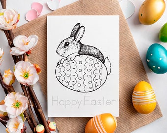 Coloring Cards - Happy Easter Cards - Set of 6 greeting cards to color in and trace the letters (blank inside to write your own message).