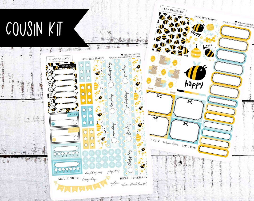 Bee Happy Hobonichi Cousin Sticker Kit, Spring Weekly Sticker Kit ...