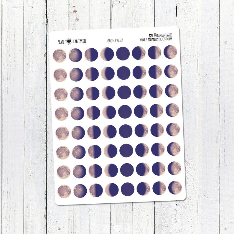 Moon Phases Planner Stickers Lunar Cycle Moons Dots | Etsy