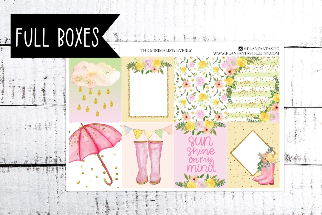 Spring Weekly Sticker Kit Everly Floral Planner Stickers Minimalist ...
