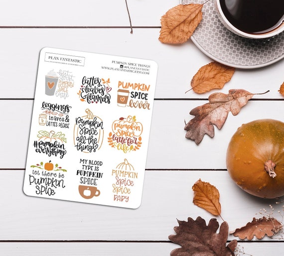 Pumpkin Spice Quotes Planner Stickers Fall Lettering Cute Autumn Hobo |  Bujo | Bullet Journal | Hobonichi