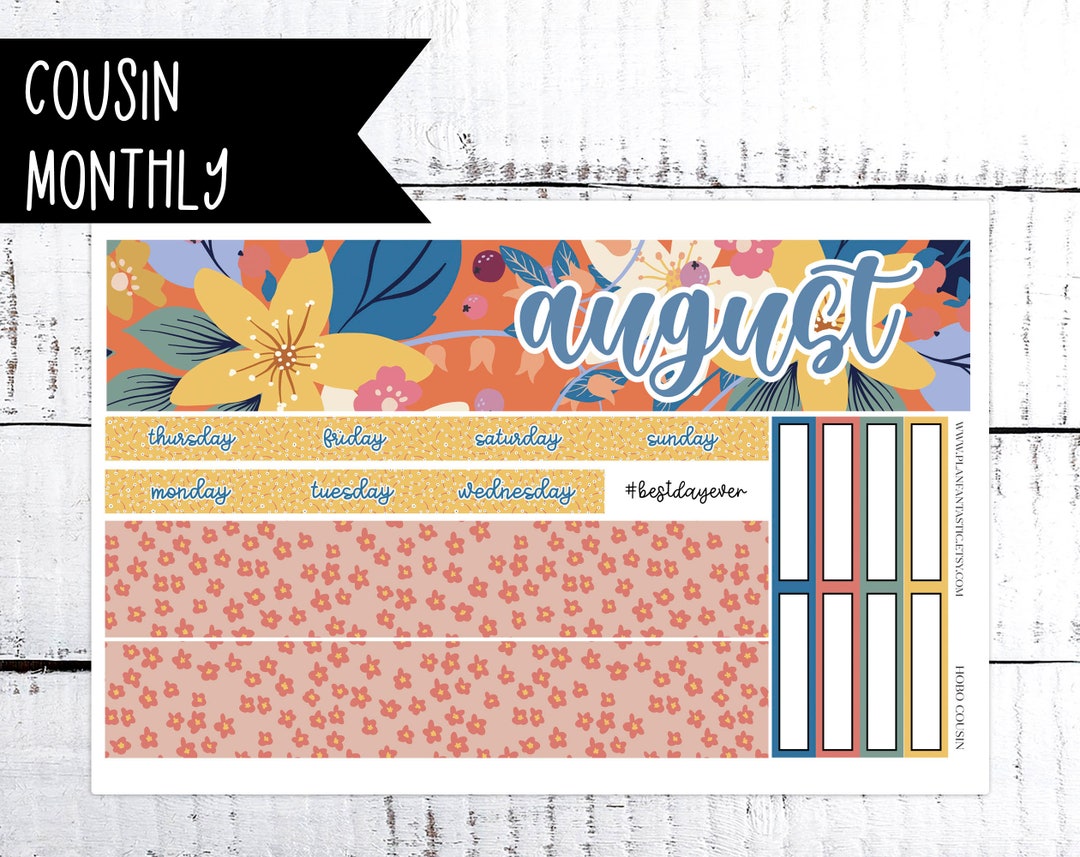August Hobonichi Cousin Monthly Kit August Planner Stickers Summer ...