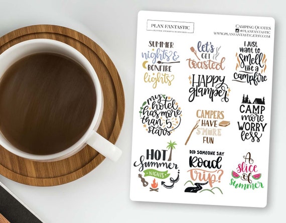 Labels Camping stickers Deco stickers for bullet journal Camping planner stickers Scrapbook stickers Glamping stickers