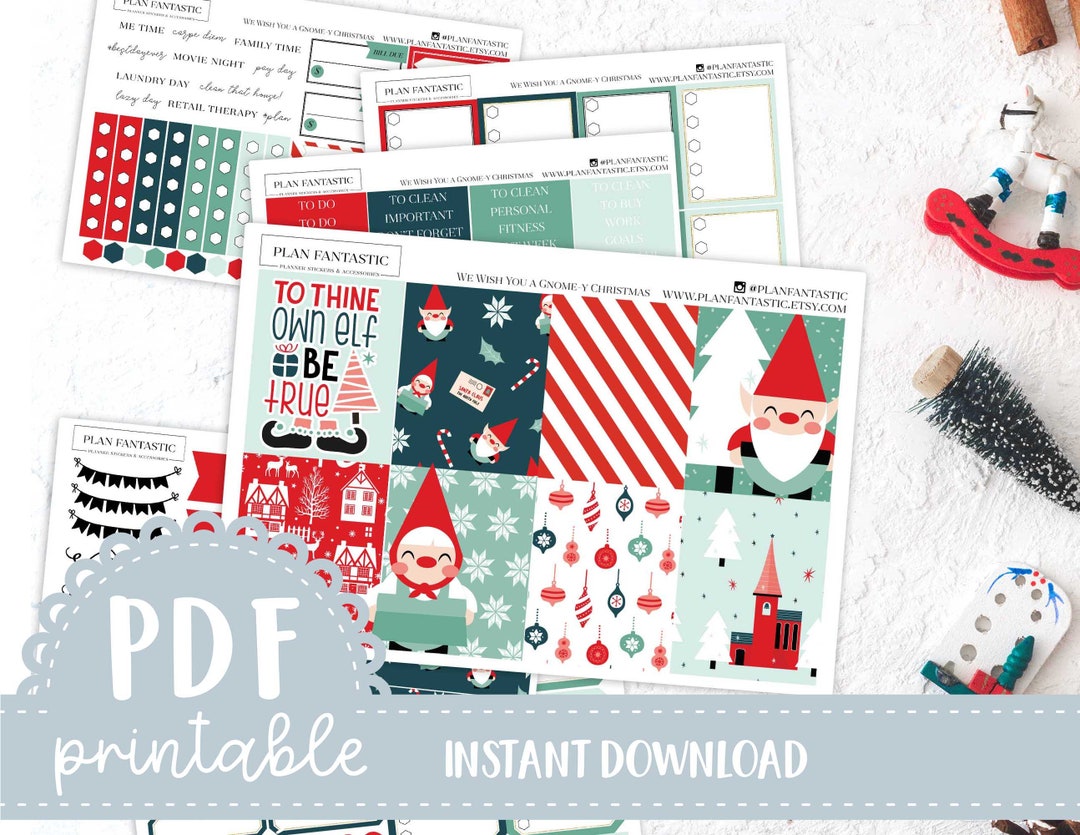 Printable Christmas Gnomes Planner Sticker Kit PDF DIY - Etsy