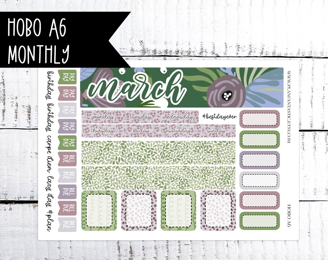 March Hobonichi Original A6 Monthly Kit Planner Stickers Spring Planner ...
