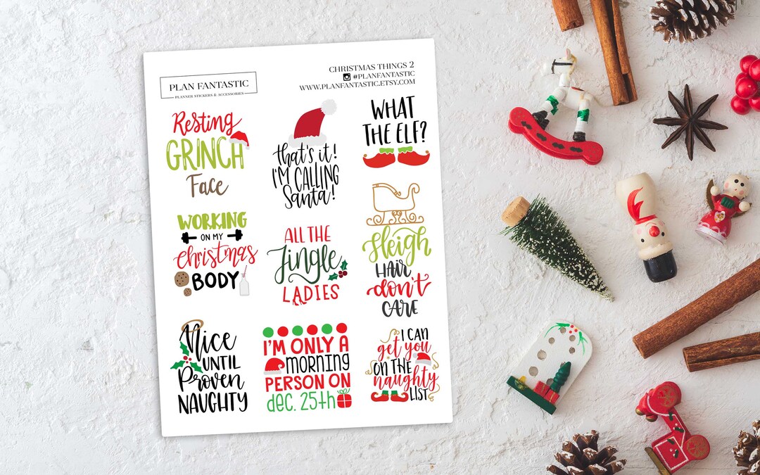 PLANNER STICKERS: Holiday Quotes, Christmas, Boxes