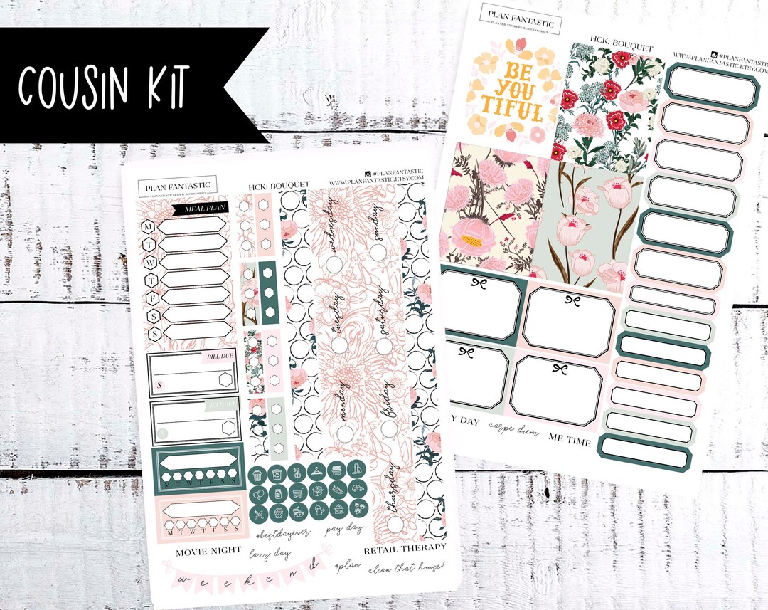 Hobonichi Cousin Weekly Sticker Kit | Bouquet Floral Planner Stickers ...